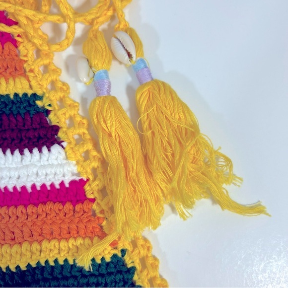 Striped Crochet Halter Crop Top‎ Size M NWT - Picture 6 of 9